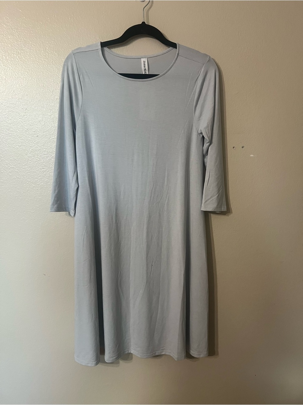 Zenana Outfitters Light Gray Scoop Neck A-Line Dress